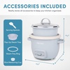 image:imageAROMA CoreCoat Mini Rice Cooker 3 Cups Cooked with Nonstick Ceramic Pot Coating Glass Lid and PopUp Steamer Tray 08 QuartBlue