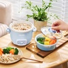 image:imageAROMA CoreCoat Mini Rice Cooker 3 Cups Cooked with Nonstick Ceramic Pot Coating Glass Lid and PopUp Steamer Tray 08 QuartBlue