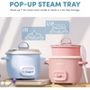 image:imageAROMA CoreCoat Mini Rice Cooker 3 Cups Cooked with Nonstick Ceramic Pot Coating Glass Lid and PopUp Steamer Tray 08 QuartBlue