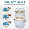 image:imageAROMA CoreCoat Mini Rice Cooker 3 Cups Cooked with Nonstick Ceramic Pot Coating Glass Lid and PopUp Steamer Tray 08 QuartBlue