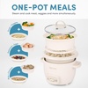 image:imageAROMA CoreCoat Mini Rice Cooker 3 Cups Cooked with Nonstick Ceramic Pot Coating Glass Lid and PopUp Steamer Tray 08 QuartCream