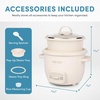 image:imageAROMA CoreCoat Mini Rice Cooker 3 Cups Cooked with Nonstick Ceramic Pot Coating Glass Lid and PopUp Steamer Tray 08 QuartCream
