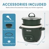 image:imageAROMA CoreCoat Mini Rice Cooker 3 Cups Cooked with Nonstick Ceramic Pot Coating Glass Lid and PopUp Steamer Tray 08 QuartDeep Pine