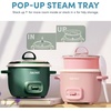 image:imageAROMA CoreCoat Mini Rice Cooker 3 Cups Cooked with Nonstick Ceramic Pot Coating Glass Lid and PopUp Steamer Tray 08 QuartDeep Pine