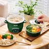 image:imageAROMA CoreCoat Mini Rice Cooker 3 Cups Cooked with Nonstick Ceramic Pot Coating Glass Lid and PopUp Steamer Tray 08 QuartDeep Pine