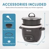 image:imageAROMA CoreCoat Mini Rice Cooker 3 Cups Cooked with Nonstick Ceramic Pot Coating Glass Lid and PopUp Steamer Tray 08 QuartLava Rock