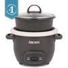 image:imageAROMA CoreCoat Mini Rice Cooker 3 Cups Cooked with Nonstick Ceramic Pot Coating Glass Lid and PopUp Steamer Tray 08 QuartLava Rock