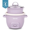image:imageAROMA CoreCoat Mini Rice Cooker 3 Cups Cooked with Nonstick Ceramic Pot Coating Glass Lid and PopUp Steamer Tray 08 QuartLilac