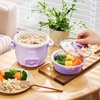 image:imageAROMA CoreCoat Mini Rice Cooker 3 Cups Cooked with Nonstick Ceramic Pot Coating Glass Lid and PopUp Steamer Tray 08 QuartLilac
