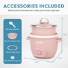 image:imageAROMA CoreCoat Mini Rice Cooker 3 Cups Cooked with Nonstick Ceramic Pot Coating Glass Lid and PopUp Steamer Tray 08 QuartPink
