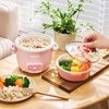 image:imageAROMA CoreCoat Mini Rice Cooker 3 Cups Cooked with Nonstick Ceramic Pot Coating Glass Lid and PopUp Steamer Tray 08 QuartPink