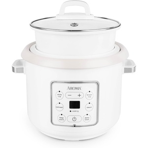image:imageAROMA CoreCoat Digital Rice Cooker 8 Cups Cooked and Steamer with Nonstick Ceramic Rice Cooker Pot Coating and PopUp Steam Tray 2 Quarts