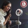 imageOVENTE 7 Tabletop Makeup Mirror with 1X7X Magnification 360 Swivel Design and DoubleSided FreeStanding Vanity Mirror Perfect for Dresser Bedroom and Office Desk Polished Chrome MNLCT70CH1X7XNickel Brushed