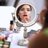 imageOVENTE 8 Tabletop Makeup Mirror with 1X7X Magnification 360 Swivel Design and DoubleSided FreeStanding Vanity Mirror Perfect for Dresser Bedroom and Office Desk Antique Bronze MNLAT80ABZ1X7XNickel Brushed