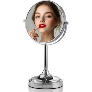 imageOVENTE 7 Tabletop Makeup Mirror with 1X7X Magnification 360 Swivel Design and DoubleSided FreeStanding Vanity Mirror Perfect for Dresser Bedroom and Office Desk Polished Chrome MNLCT70CH1X7XPolished Chrome