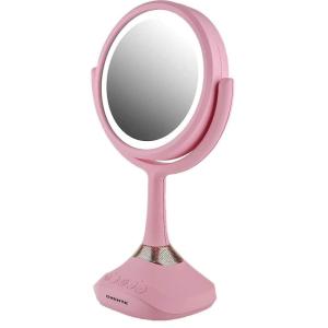 imageOVENTE 8 Tabletop Makeup Mirror with 1X7X Magnification 360 Swivel Design and DoubleSided FreeStanding Vanity Mirror Perfect for Dresser Bedroom and Office Desk Antique Bronze MNLAT80ABZ1X7XBaby Pink