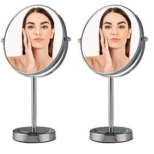 imageOVENTE 8 Tabletop Makeup Mirror with 1X7X Magnification 360 Swivel Design and DoubleSided FreeStanding Vanity Mirror Perfect for Dresser Bedroom and Office Desk Antique Bronze MNLAT80ABZ1X7XPolished Chrome