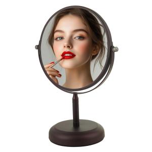 imageOVENTE 8 Tabletop Makeup Mirror with 1X7X Magnification 360 Swivel Design and DoubleSided FreeStanding Vanity Mirror Perfect for Dresser Bedroom and Office Desk Antique Bronze MNLAT80ABZ1X7XAntique Bronze
