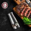 imageOVENTE 2 in 1 Stainless Steel Sea Salt and Pepper Grinder with Ceramic Blade Automatic One Hand Operation ampamp Battery Operated Salt ampamp Pepper Mill Easy Grinding Adjustable Coarseness Silver SPD121S