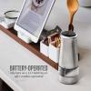 imageOVENTE 2 in 1 Stainless Steel Sea Salt and Pepper Grinder with Ceramic Blade Automatic One Hand Operation ampamp Battery Operated Salt ampamp Pepper Mill Easy Grinding Adjustable Coarseness Silver SPD121S