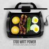 imageOVENTE 2in1 Electric Grill and Griddle with Removable Tempered Glass Cover 1700W Fast Heating Ceramic NonStick Plate Perfect for Indoor BBQ Cooking Breakfast Pancake Bacon and Egg Black GR2001B