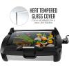 imageOVENTE 2in1 Electric Grill and Griddle with Removable Tempered Glass Cover 1700W Fast Heating Ceramic NonStick Plate Perfect for Indoor BBQ Cooking Breakfast Pancake Bacon and Egg Black GR2001B