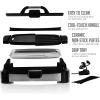 imageOVENTE 2in1 Electric Grill and Griddle with Removable Tempered Glass Cover 1700W Fast Heating Ceramic NonStick Plate Perfect for Indoor BBQ Cooking Breakfast Pancake Bacon and Egg Black GR2001B