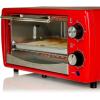 imageOVENTE 4Slice Countertop Toaster Oven 700W Stainless Steel Body 60Minute Timer and LED Indicator Lights Portable with Cool Touch Handle and Easy to Clean Baking Pan ampamp Crumb Tray Red TO6895R