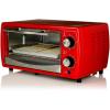 imageOVENTE 4Slice Countertop Toaster Oven 700W Stainless Steel Body 60Minute Timer and LED Indicator Lights Portable with Cool Touch Handle and Easy to Clean Baking Pan ampamp Crumb Tray Red TO6895R