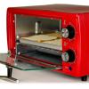 imageOVENTE 4Slice Countertop Toaster Oven 700W Stainless Steel Body 60Minute Timer and LED Indicator Lights Portable with Cool Touch Handle and Easy to Clean Baking Pan ampamp Crumb Tray Red TO6895R