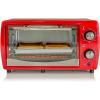 imageOVENTE 4Slice Countertop Toaster Oven 700W Stainless Steel Body 60Minute Timer and LED Indicator Lights Portable with Cool Touch Handle and Easy to Clean Baking Pan ampamp Crumb Tray Red TO6895R