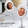 imageOVENTE 7 Lighted Makeup Mirror with 1X8X Magnification Cordless MultiFunctional Round Vanity Mirror with 360 Swivel Design Double Sided and Three Toned LED Lights Nickel Brushed MFM70BR1X8XPolished Chrome
