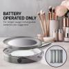 imageOVENTE 7 Lighted Makeup Mirror with 1X8X Magnification Cordless MultiFunctional Round Vanity Mirror with 360 Swivel Design Double Sided and Three Toned LED Lights Nickel Brushed MFM70BR1X8XNickle Brushed