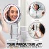 imageOVENTE 7 Lighted Makeup Mirror with 1X8X Magnification Cordless MultiFunctional Round Vanity Mirror with 360 Swivel Design Double Sided and Three Toned LED Lights Nickel Brushed MFM70BR1X8XPolished Chrome