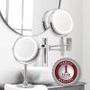 imageOVENTE 7 Lighted Makeup Mirror with 1X8X Magnification Cordless MultiFunctional Round Vanity Mirror with 360 Swivel Design Double Sided and Three Toned LED Lights Nickel Brushed MFM70BR1X8XNickle Brushed