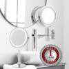 imageOVENTE 7 Lighted Makeup Mirror with 1X8X Magnification Cordless MultiFunctional Round Vanity Mirror with 360 Swivel Design Double Sided and Three Toned LED Lights Nickel Brushed MFM70BR1X8XPolished Chrome