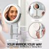 imageOVENTE 7 Lighted Makeup Mirror with 1X8X Magnification Cordless MultiFunctional Round Vanity Mirror with 360 Swivel Design Double Sided and Three Toned LED Lights Nickel Brushed MFM70BR1X8XNickle Brushed