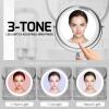 imageOVENTE 7 Lighted Makeup Mirror with 1X8X Magnification Cordless MultiFunctional Round Vanity Mirror with 360 Swivel Design Double Sided and Three Toned LED Lights Nickel Brushed MFM70BR1X8XNickle Brushed