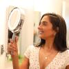 imageOVENTE 7 Lighted Makeup Mirror with 1X8X Magnification Cordless MultiFunctional Round Vanity Mirror with 360 Swivel Design Double Sided and Three Toned LED Lights Nickel Brushed MFM70BR1X8XPolished Chrome