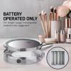 imageOVENTE 7 Lighted Makeup Mirror with 1X8X Magnification Cordless MultiFunctional Round Vanity Mirror with 360 Swivel Design Double Sided and Three Toned LED Lights Nickel Brushed MFM70BR1X8XPolished Chrome
