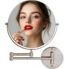imageOVENTE 7quot Wall Mounted Makeup Mirror with 1X10X Magnification Double Sided Magnifying Round Bathroom Vanity Mirror 360 Swivel Design Extendable and Folding Arm Antique Bronze MNLFW70ABZ1X10XNickel Brushed