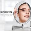 imageOVENTE 7quot Wall Mounted Makeup Mirror with 1X10X Magnification Double Sided Magnifying Round Bathroom Vanity Mirror 360 Swivel Design Extendable and Folding Arm Antique Bronze MNLFW70ABZ1X10XPolished Chrome