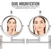 imageOVENTE 7quot Wall Mounted Makeup Mirror with 1X10X Magnification Double Sided Magnifying Round Bathroom Vanity Mirror 360 Swivel Design Extendable and Folding Arm Antique Bronze MNLFW70ABZ1X10XNickel Brushed