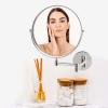 imageOVENTE 7quot Wall Mounted Makeup Mirror with 1X10X Magnification Double Sided Magnifying Round Bathroom Vanity Mirror 360 Swivel Design Extendable and Folding Arm Antique Bronze MNLFW70ABZ1X10XPolished Chrome