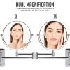 imageOVENTE 7quot Wall Mounted Makeup Mirror with 1X10X Magnification Double Sided Magnifying Round Bathroom Vanity Mirror 360 Swivel Design Extendable and Folding Arm Antique Bronze MNLFW70ABZ1X10XPolished Chrome