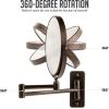imageOVENTE 7quot Wall Mounted Makeup Mirror with 1X10X Magnification Double Sided Magnifying Round Bathroom Vanity Mirror 360 Swivel Design Extendable and Folding Arm Antique Bronze MNLFW70ABZ1X10XAntique Bronze