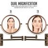 imageOVENTE 7quot Wall Mounted Makeup Mirror with 1X10X Magnification Double Sided Magnifying Round Bathroom Vanity Mirror 360 Swivel Design Extendable and Folding Arm Antique Bronze MNLFW70ABZ1X10XAntique Bronze