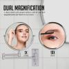 imageOVENTE 7quot Wall Mounted Makeup Mirror with 1X10X Magnification Double Sided Magnifying Round Bathroom Vanity Mirror 360 Swivel Design Extendable and Folding Arm Antique Bronze MNLFW70ABZ1X10XNickel Brushed
