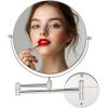 imageOVENTE 7quot Wall Mounted Makeup Mirror with 1X10X Magnification Double Sided Magnifying Round Bathroom Vanity Mirror 360 Swivel Design Extendable and Folding Arm Antique Bronze MNLFW70ABZ1X10XPolished Chrome