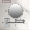 imageOVENTE 7quot Wall Mounted Makeup Mirror with 1X10X Magnification Double Sided Magnifying Round Bathroom Vanity Mirror 360 Swivel Design Extendable and Folding Arm Antique Bronze MNLFW70ABZ1X10XPolished Chrome